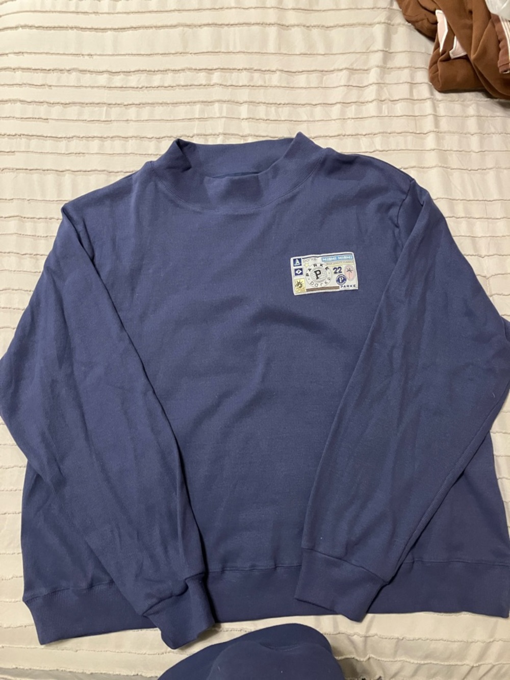 L/XL PARKE Crown blue ribbed pullover